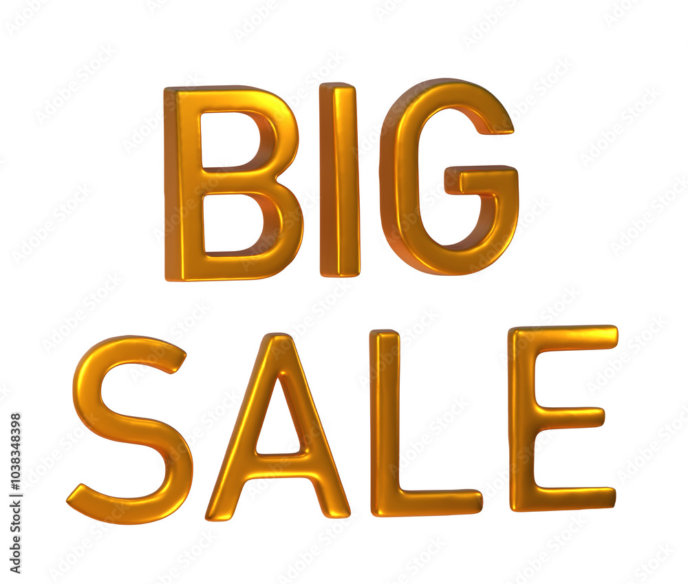 3D render of Big Sale Word in gold. 3D render of Big Sale Word in gold.