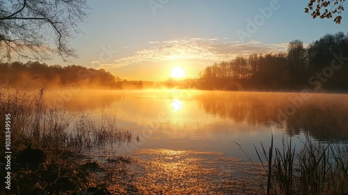 sunrise over the lake