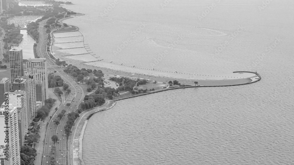 Obraz premium Aerial view of Chicago Lakefront
