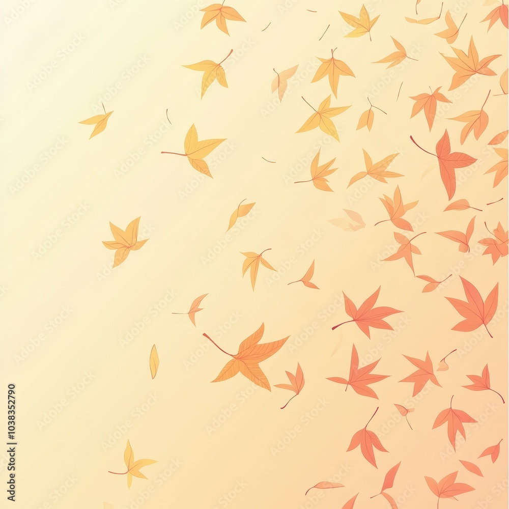 Naklejka premium Autumn Leaves Falling On A Peach Background - Autumnal Background Image