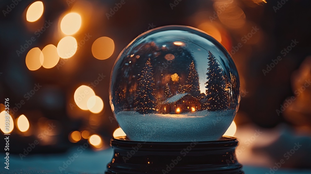 Snow Globe with Winter Scene and Warm Glow Snow Globe with Winter Scene and Warm Glow