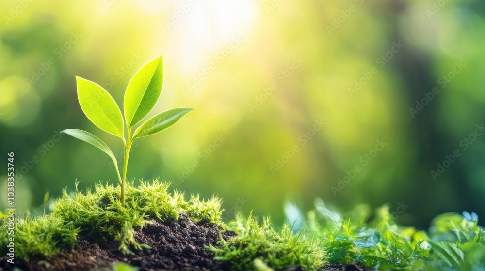 Sprouting Seed in Lush Forest Environment Sprouting Seed in Lush Forest Environment