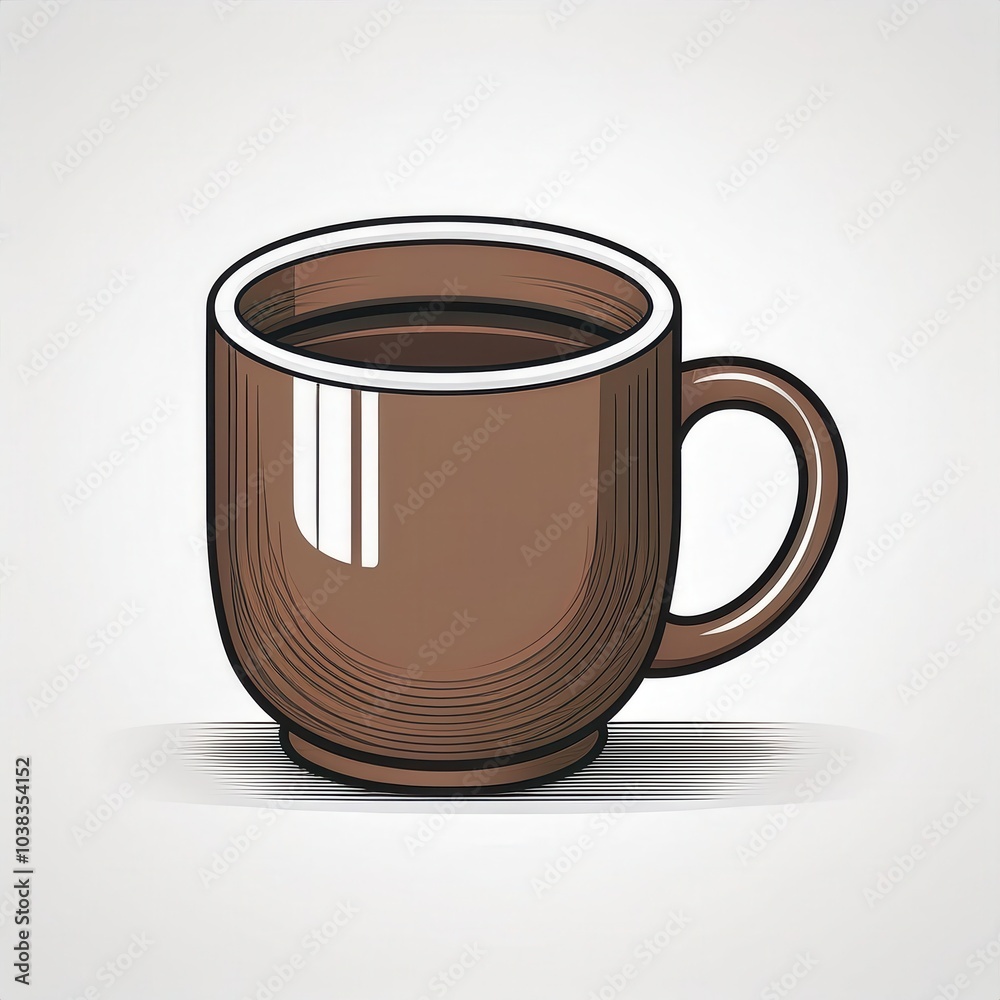Stylized Brown Coffee Mug Vector Illustration. Ideal for Coffee Shop ...