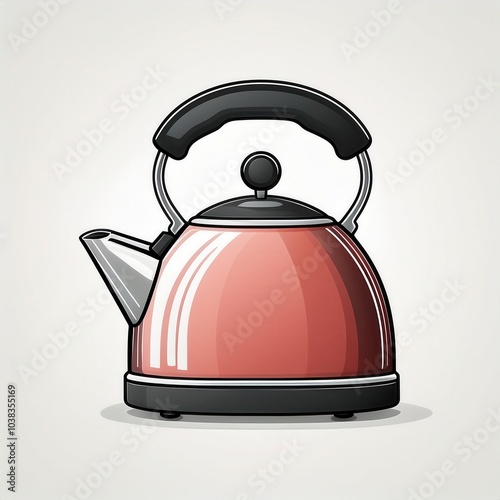 Detailed Vector Illustration of a Classic Red and Silver Whistling Tea Kettle with Handle and Spout. Perfect for Kitchenware Branding, Product Design, Recipe Blogs, and Digital Graphic Projects photo