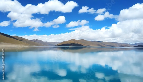 Beautiful scene of Yangzhuoyongco Lake with clear sky and azure water photo