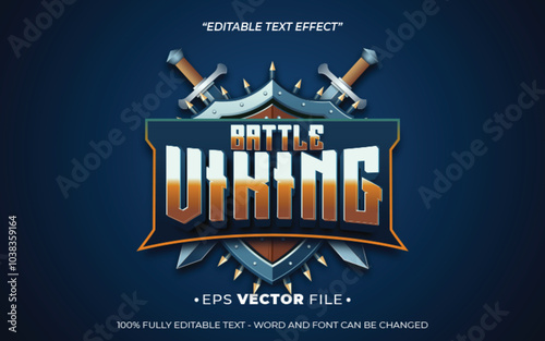 battle viking editable text effect vector 3d for game 