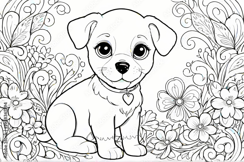 Obraz premium Cute Dog Coloring Book Page