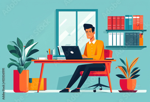 businessman working on laptop