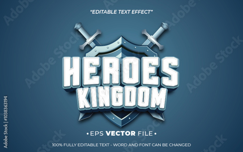 heroes kingdom editable text effect vector 3d for game 