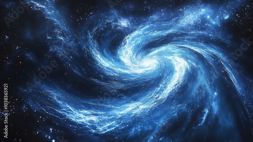 Cosmic swirl of blue nebula in deep space, isolated.