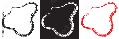 Ink Dry Brush Grunge Free Hand Oval Frame.  isolated on a white background. Vector illustration. EPS 10	
