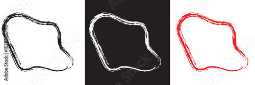 Ink Dry Brush Grunge Free Hand Oval Frame.  isolated on a white background. Vector illustration. EPS 10	
