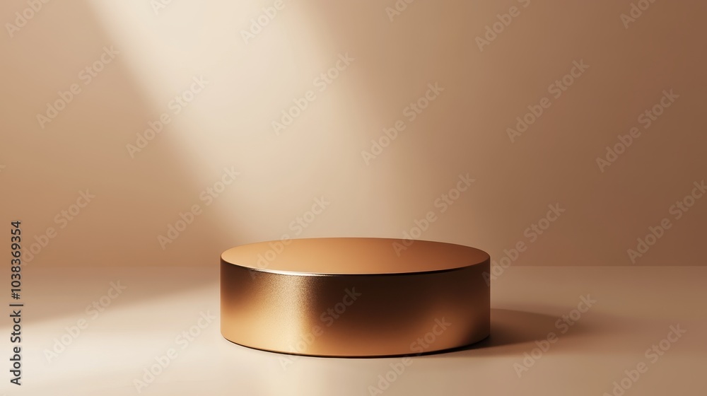 Elegant Circular Display Stand on a Soft Beige Background Highlighted by Subtle Lighting for Product Presentation and Photography Elegant Circular Display Stand on a Soft Beige Background Highlighted by Subtle Lighting for Product Presentation and Photography