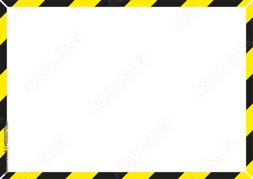 Ligne d'avertissement noire et jaune rayée fond rectangulaire, rayures jaunes et noires sur la diagonale