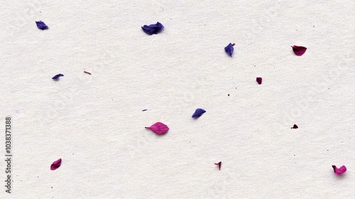 White background with a lot of pink and purple flowers scattered all over it