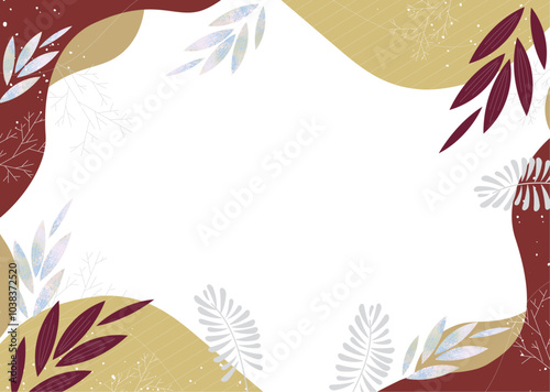 Illustration d'arrière-plan de bordure avec des motifs géométriques et abstraits dans le concept d'automne et diverses feuilles tombées et feuilles d'érable.