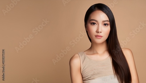 ラグジュアリーなアジア人女性の美人モデル。（Beautiful luxury Asian female model.） 