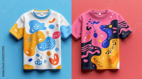 playful cartoon mockup illustrations for trendy t-shirt designs photo