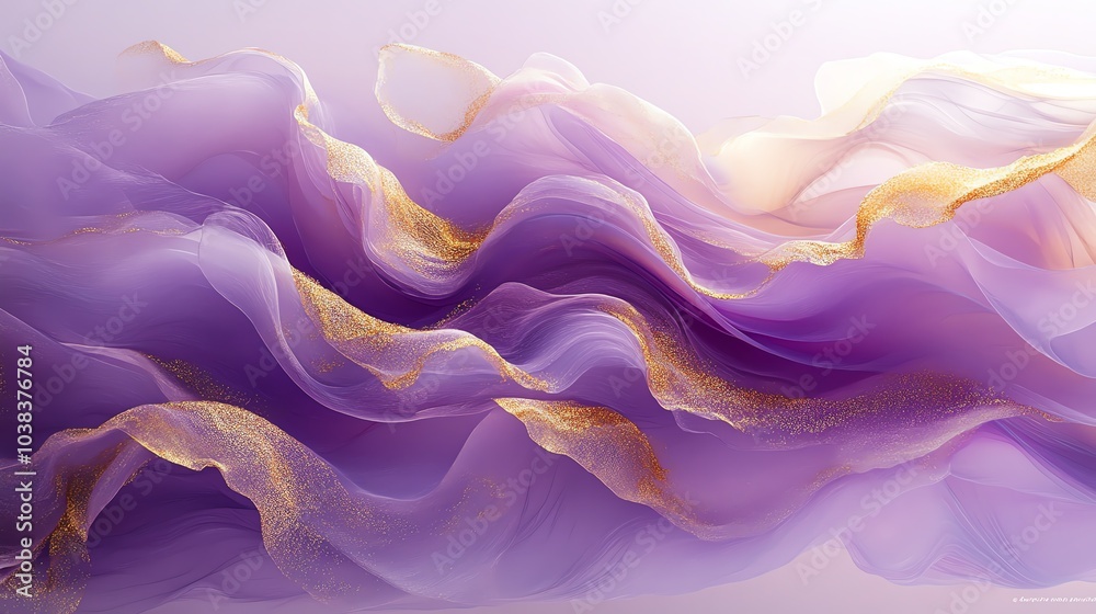 Obraz premium Abstract purple and gold wave patterns.
