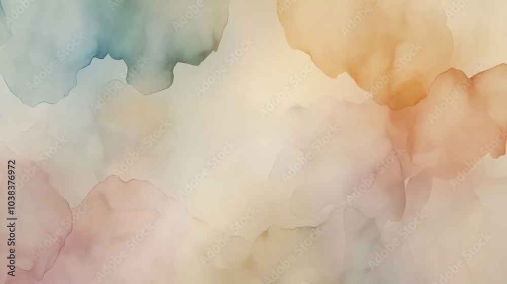 Watercolor painting of a sky with clouds and a horizon Watercolor painting of a sky with clouds and a horizon