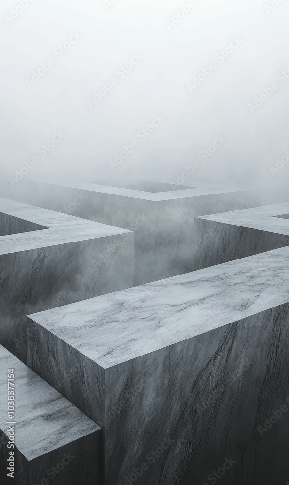 Concrete steps disappearing into fog. Concrete steps disappearing into fog.