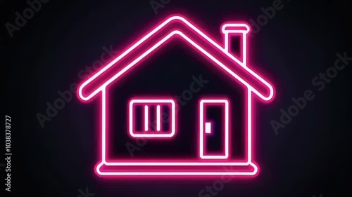 Wallpaper Mural home icon on black background, Glowing neon home button icon animation. Neon line home icon. House icon neon glowing light on black background. Torontodigital.ca