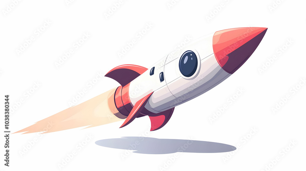Fototapeta premium Cartoon Rocket Ship Taking Off.