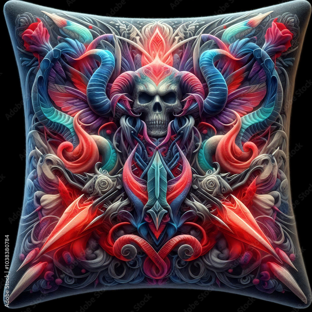 Naklejka premium Gothic Pillow Design Sketch. Mockup