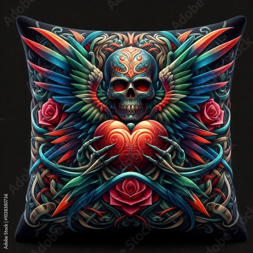 Gothic Pillow Design Sketch. Mockup