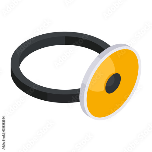 A flat isometric design icon of head torch 

