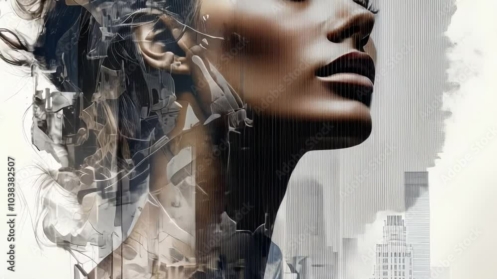 A creative illustration merges a woman's profile with urban elements, highlighting the synergy between individuality and city life