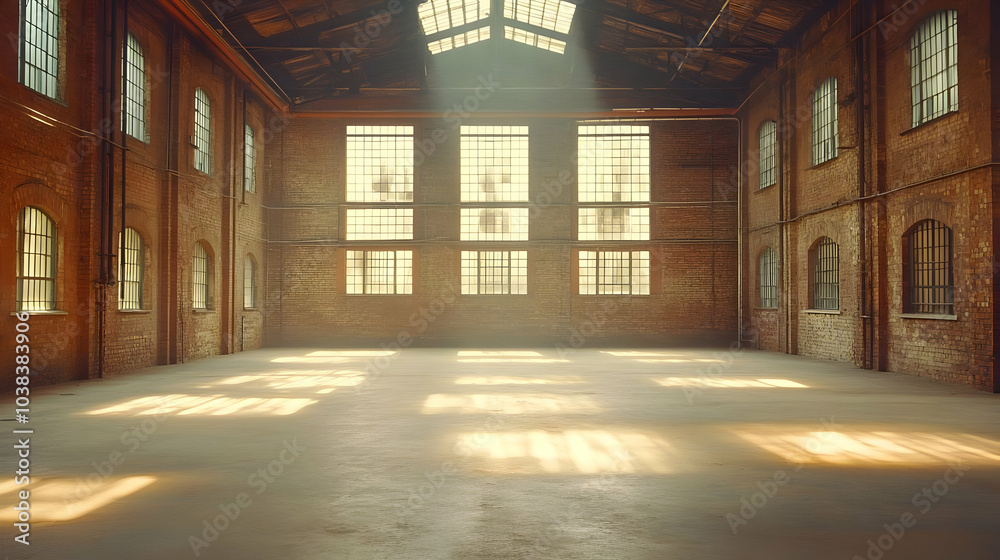 Sunbeams in Empty Industrial Building. Sunbeams in Empty Industrial Building.