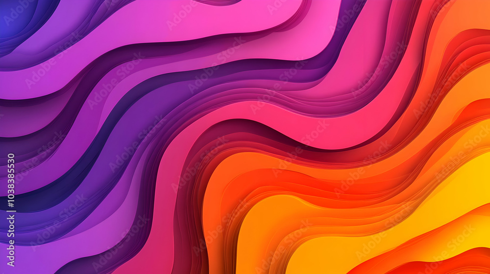 Fototapeta premium Abstract Wavy Paper Background in Vibrant Colors.