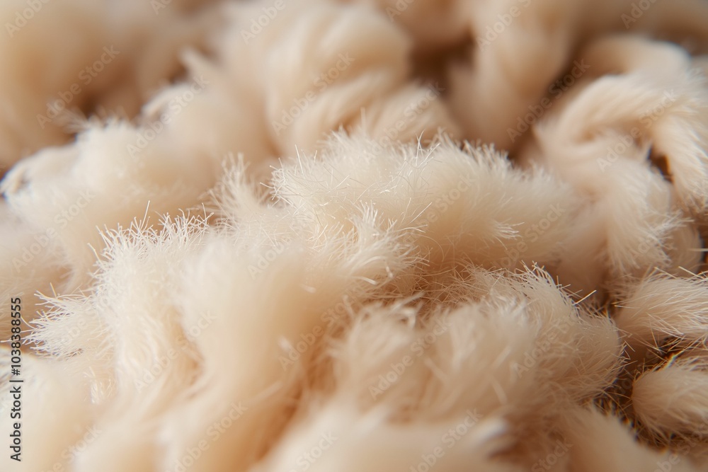 Close-up of soft wool fibers with natural beige texture.generative AI Close-up of soft wool fibers with natural beige texture.generative AI