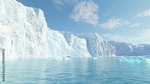 Majestic Glacier Melting into Azure Sea with Floating Icebergs - Stunning Ice Age Landscape in Ultra-Detailed Capture