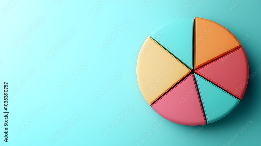 Colorful 3D Circular Graph with Rounded Segments on Pastel Teal Background,Creative Data Colorful 3D Circular Graph with Rounded Segments on Pastel Teal Background,Creative Data