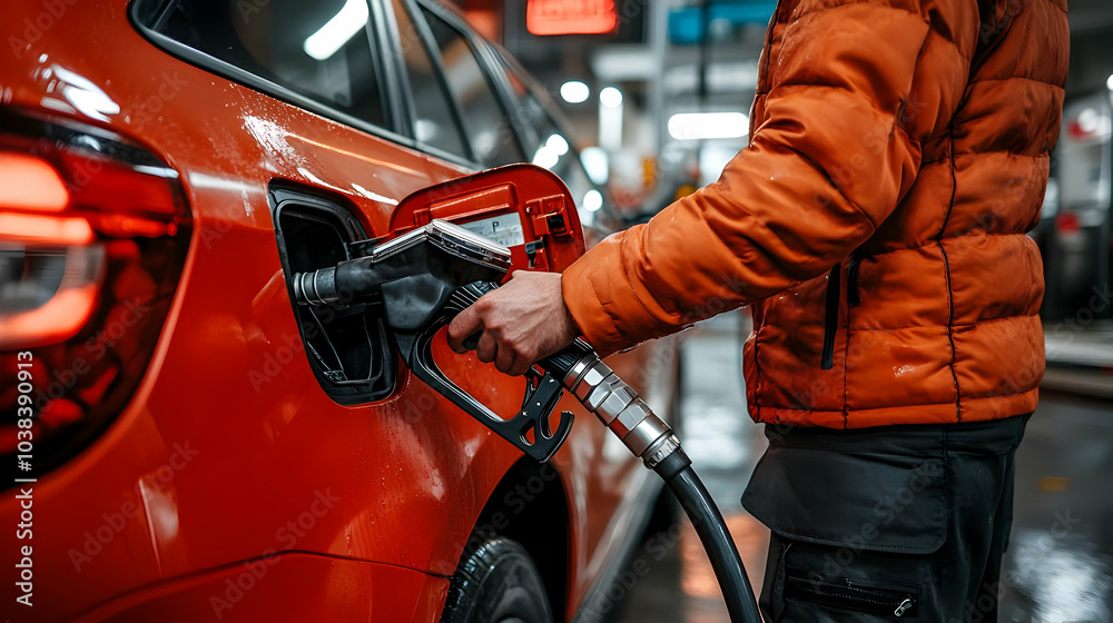 Man filling up his car with gasoline at the gas station. Man filling up his car with gasoline at the gas station.