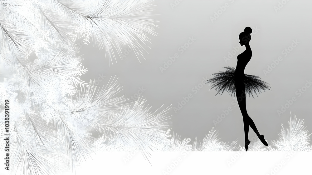 Silhouette of a Ballerina in a Snowy Forest. Silhouette of a Ballerina in a Snowy Forest.