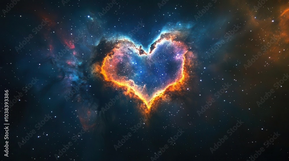 a stunning heart nebula in outer space, bursting with colorful gases and twinkling stars, evoking feelings of love and romance against a vast cosmic backdrop a stunning heart nebula in outer space, bursting with colorful gases and twinkling stars, evoking feelings of love and romance against a vast cosmic backdrop