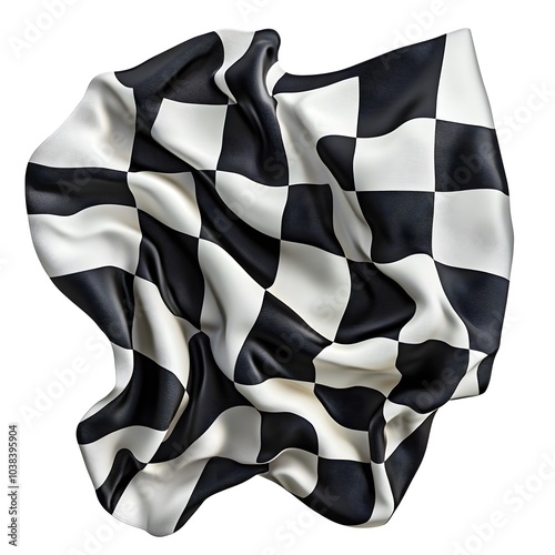 Dynamic checkered flag waving in motion capturing racing spirit and victory photo