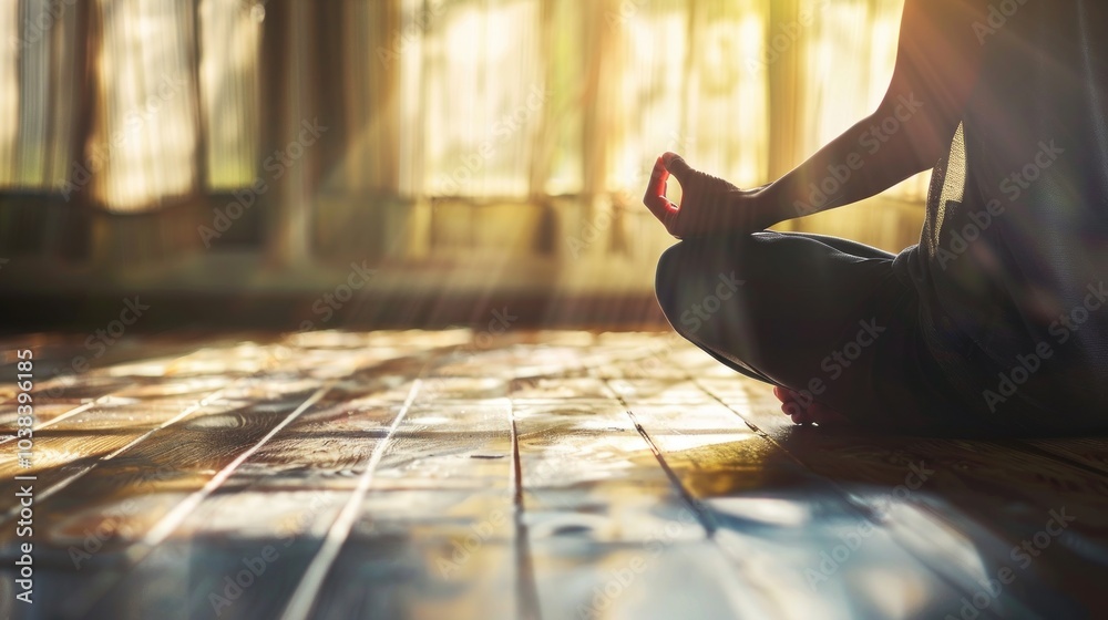 Obraz premium A person is meditating sitting on the floor with his legs crossed