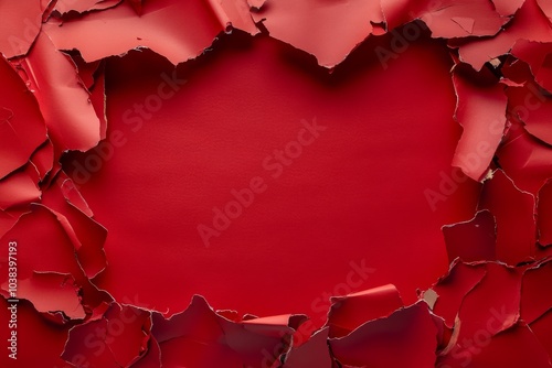 Engaging Red Background Framed by Torn Paper