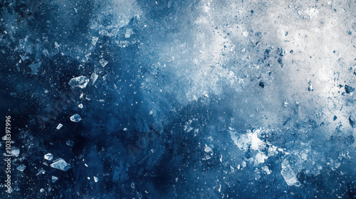 Dynamic Navy and Silver Paint Splashes with Crystalline Fragments: High-Resolution Digital Background for Creative Agencies and Design Studios, Featuring Vivid Detail and Motion Blur.