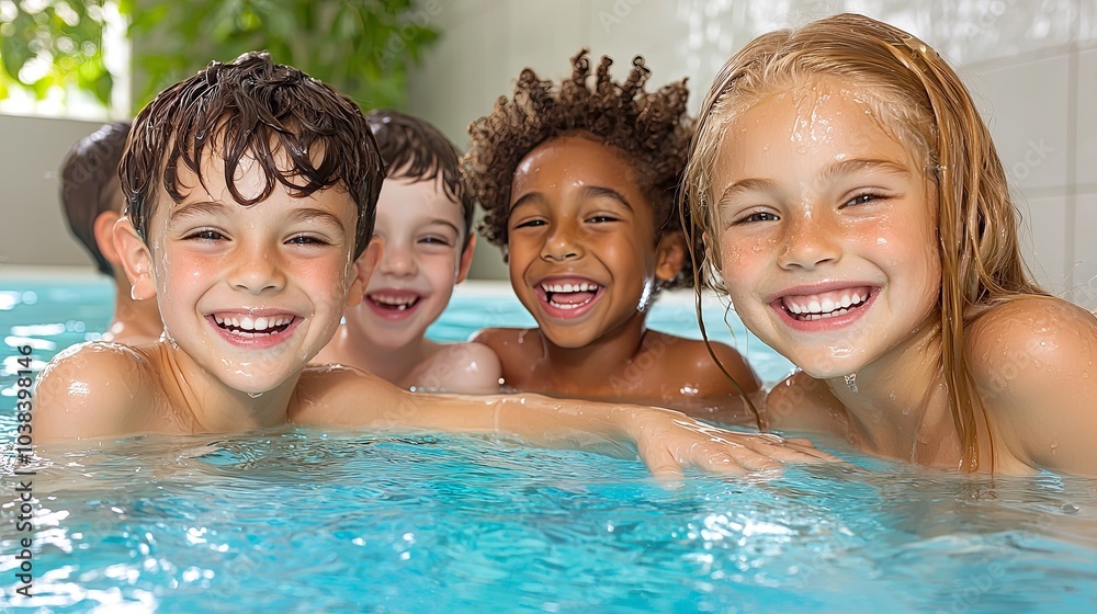 Kids Having Fun at a Summer Pool Party Kids Having Fun at a Summer Pool Party