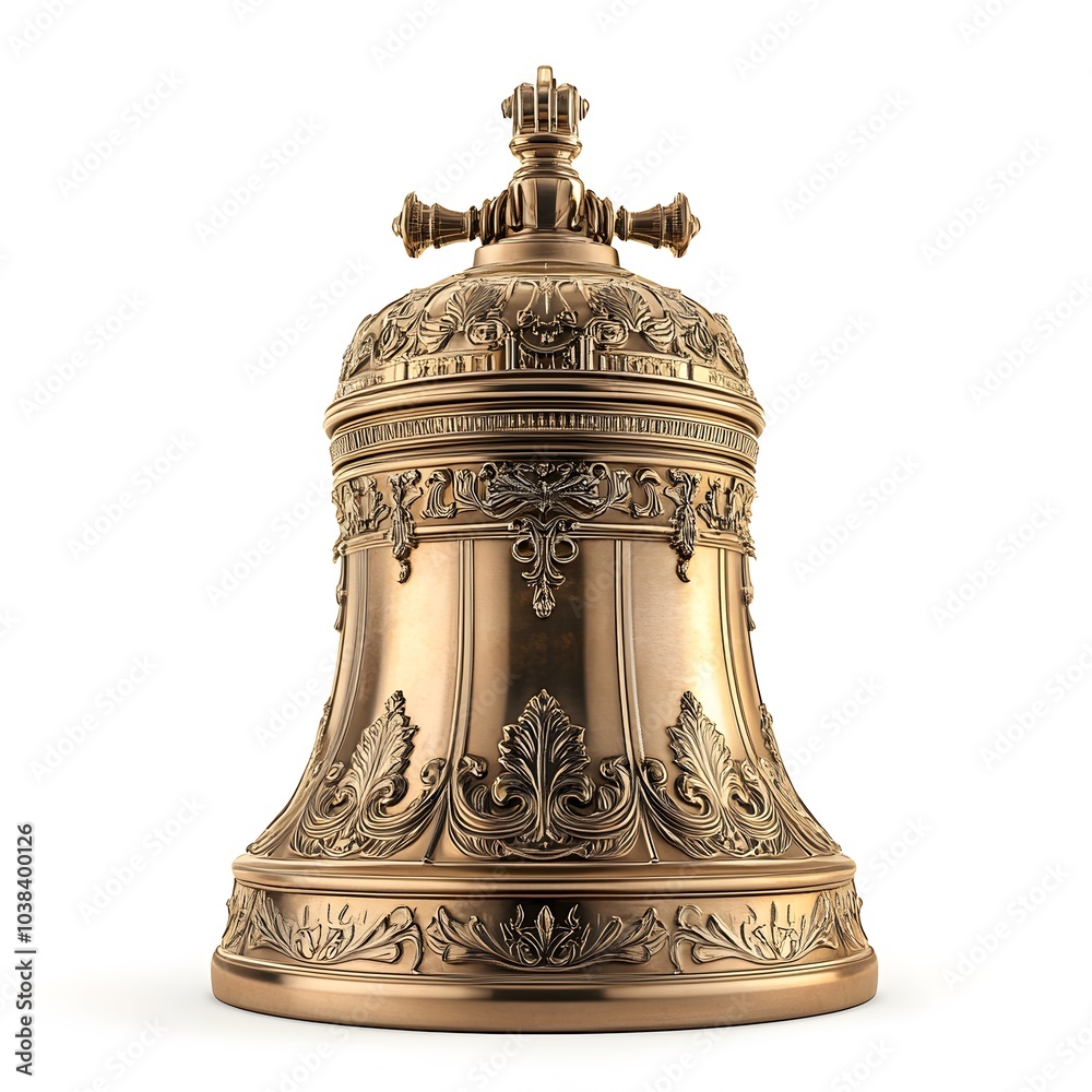 Ornate bronze bell with intricate carvings and elegant design Ornate bronze bell with intricate carvings and elegant design