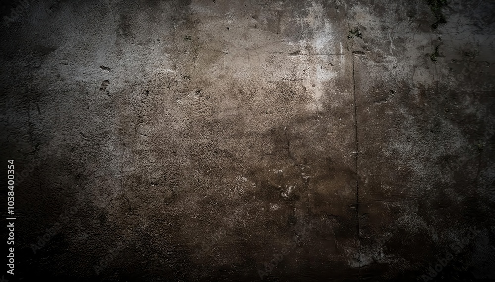 Obraz premium Close-Up of a Weathered and Cracked Concrete Wall with Dark Stains and Rough Textures. Perfect for Industrial, Urban Decay, or Gritty Grunge Themed Backgrounds and Artistic Designs