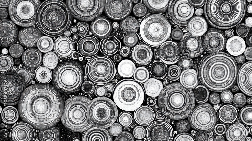 Black and White Circular Abstract Pattern Design Black and White Circular Abstract Pattern Design