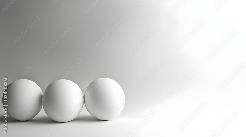 Abstract Minimalist 3D Spheres in Soft Grey Tones with Blank Background Abstract Minimalist 3D Spheres in Soft Grey Tones with Blank Background