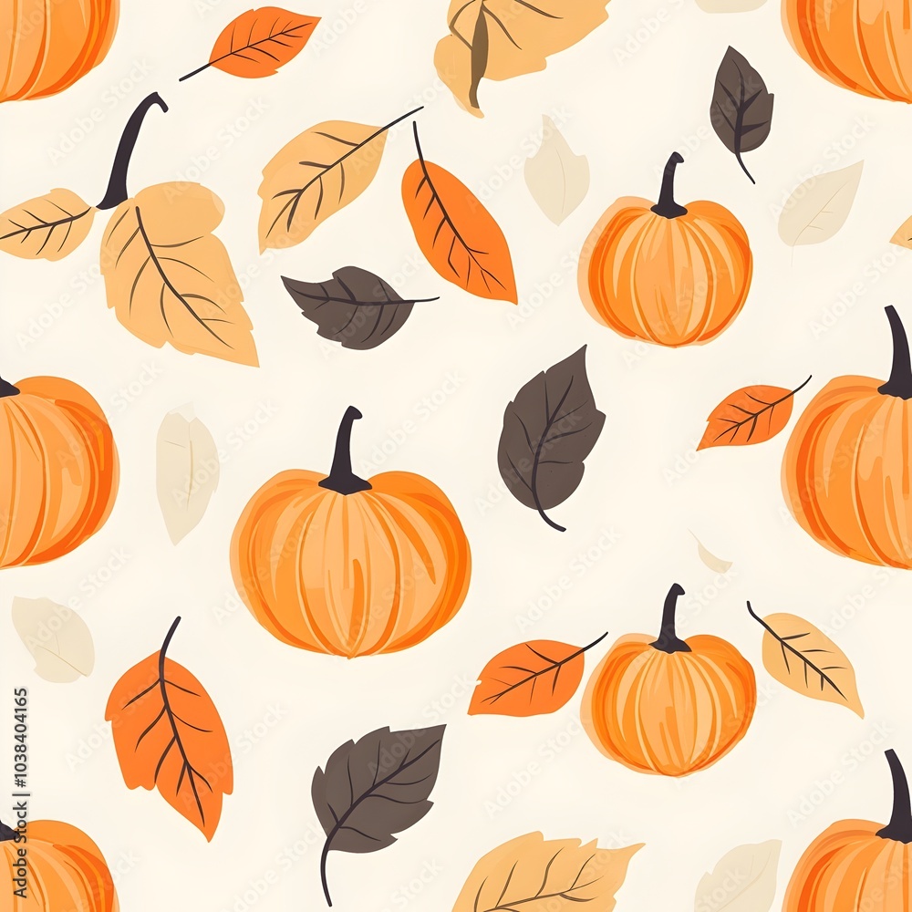Pumpkins with seamless pattern Pumpkins with seamless pattern