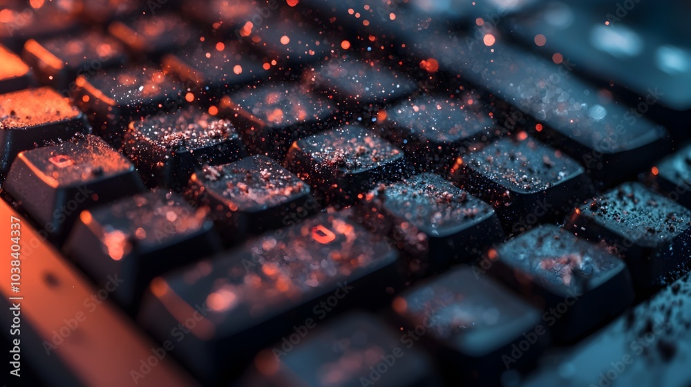 Closeup of Bacteria Accumulating on a Computer Keyboard's Spacebar Showing Contamination and Dirty Closeup of Bacteria Accumulating on a Computer Keyboard's Spacebar Showing Contamination and Dirty